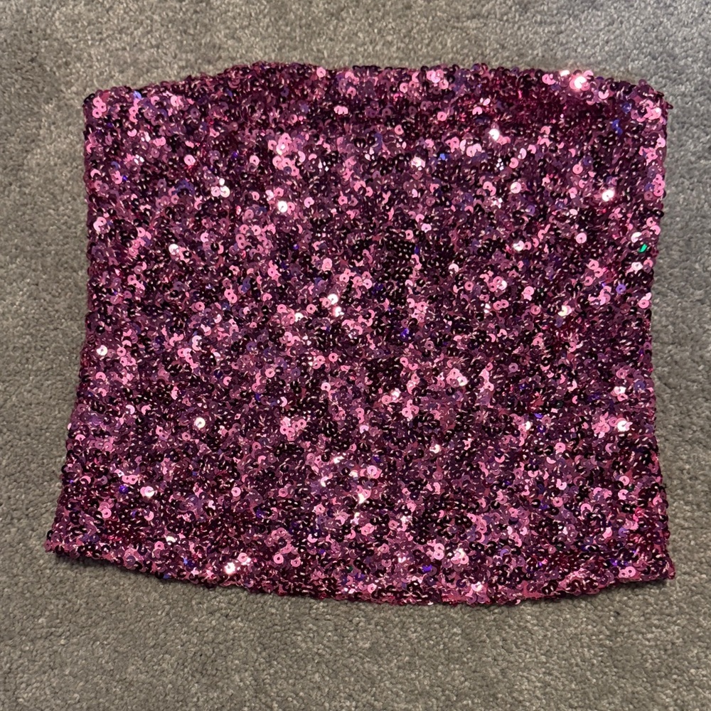 Sequin Pink Tube Top Crop